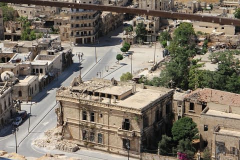 la città di Aleppo, in Siria, vista dall'alto
